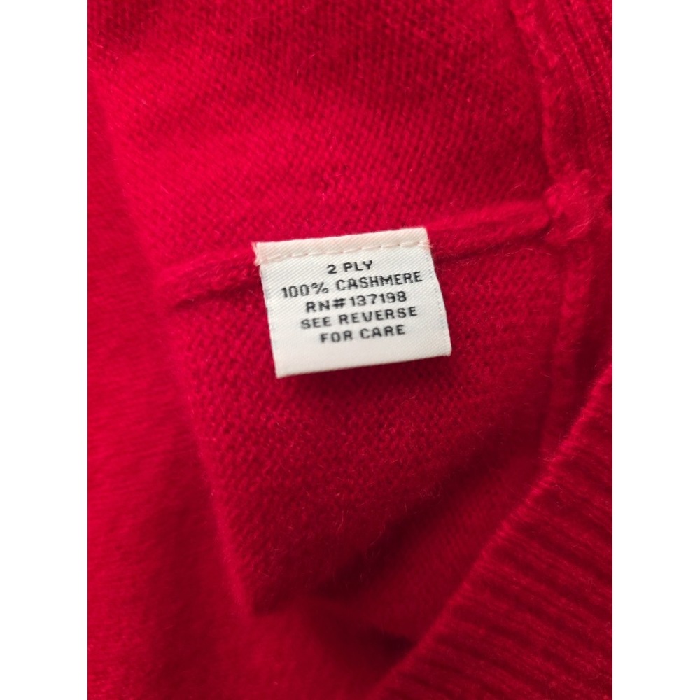 Belle France Cashmere Sweater Scalloped Hem Red Size Large - Picture 5 of 6